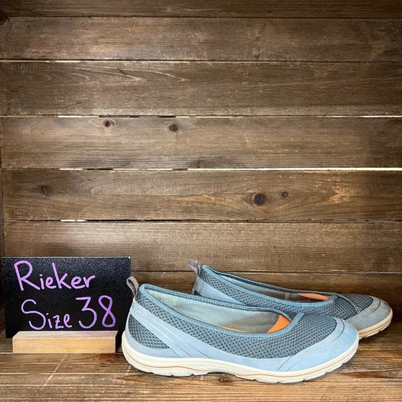 Womens Ecco Arizona Ballet Light Blue Slip On Flats Shoes Size 38 US 7-7.5 M GUC - Picture 1 of 7